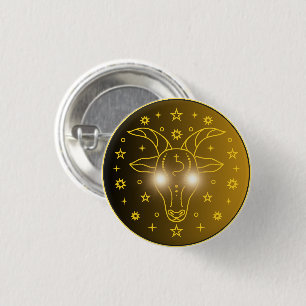 Bóton Redondo 2.54cm Emblema do Zodíaco de Capricórnio Símbolo Celest