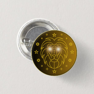 Bóton Redondo 2.54cm Emblema do Zodíaco de Leão   Símbolo Celestial Min