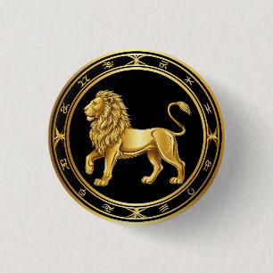 Bóton Redondo 2.54cm Emblema do Zodíaco Leão