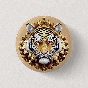 Bóton Redondo 2.54cm Emblema Dourado da Crista do Tigre