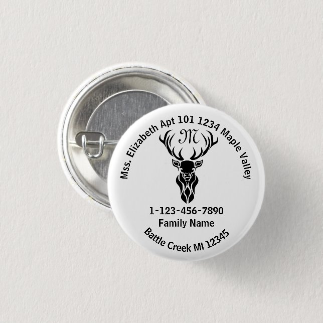 Bóton Redondo 2.54cm Endereço Doméstico da Família Monograma Perdida (Frente & Verso)