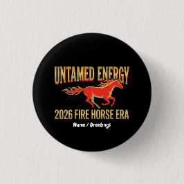 Bóton Redondo 2.54cm Energia Indomável Ano do Cavalo de Fogo 2026 Ano N