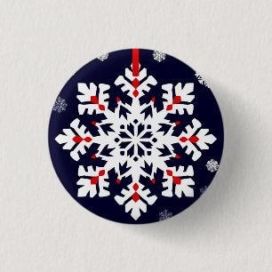 Bóton Redondo 2.54cm Enfeite de Floco de Neve Branco Elegante