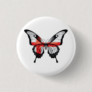 Bóton Redondo 2.54cm England Swallowtail Butterfly Flag