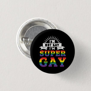 Bóton Redondo 2.54cm Engraçado LGBTQ   Sou Super Gay   ORGULHO GAY