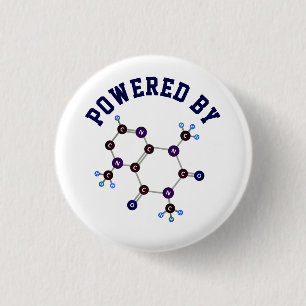 Bóton Redondo 2.54cm Equipado com Cafeína Estrutura Molecular