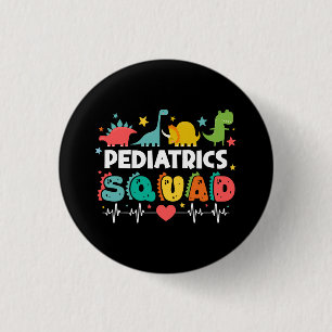 Bóton Redondo 2.54cm Equipe de Pediatria Enfermeira Dinossauro Equipe M