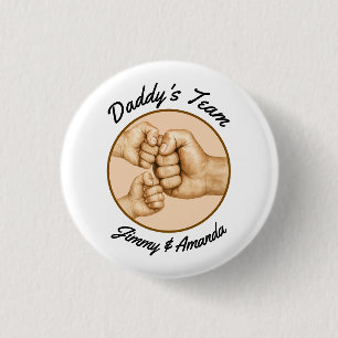 Bóton Redondo 2.54cm Equipe do pai Fist Bump Nomes de Crianças-Pai