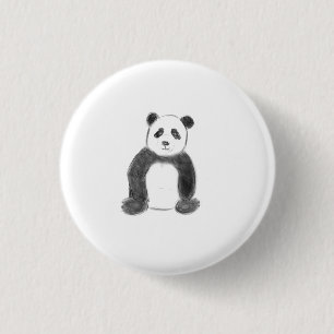 Bóton Redondo 2.54cm Esboço do panda branco e preto