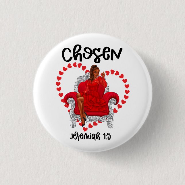 Bóton Redondo 2.54cm Escolhido Jeremiah 1:5 Namorados Galentines Dia De (Frente)