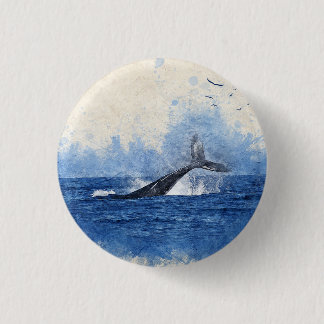 Bóton Redondo 2.54cm Escórias de baleia em aves marinhas em decoração à