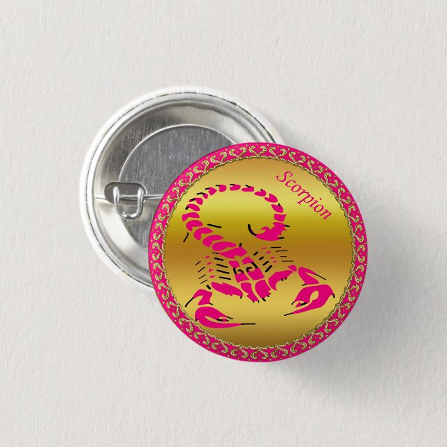 Bóton Redondo 2.54cm Escorpião venenoso rosa muito venenoso inseto (Frente & Verso)