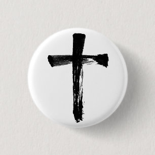 Bóton Redondo 2.54cm Escova Artística Cruza Cristã Jesus Crucifixo