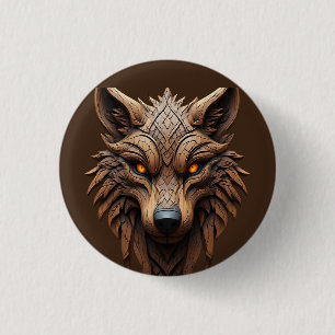 Bóton Redondo 2.54cm Escultura de Arte em Madeira de Lobo com Padrões G