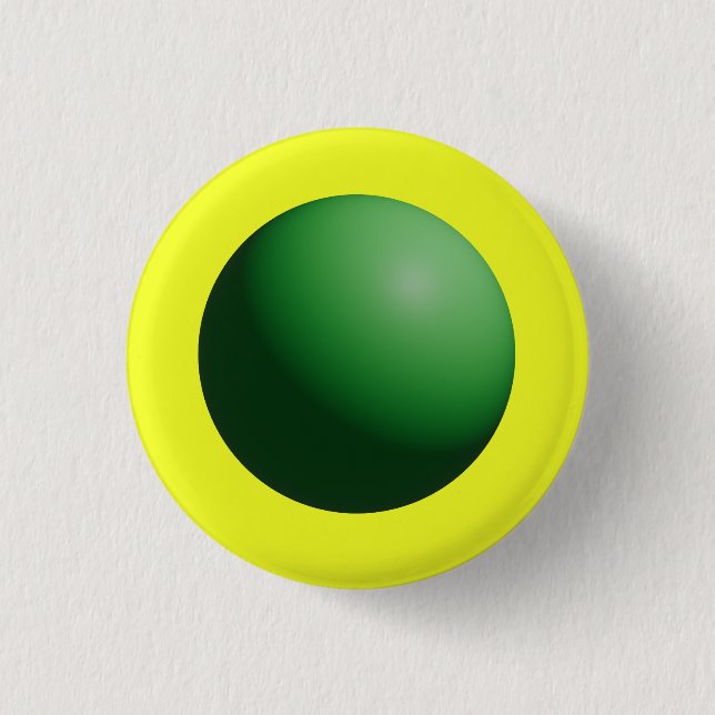 Bóton Redondo 2.54cm Esfera Verde em Abotoaduras Amarelas (Frente)