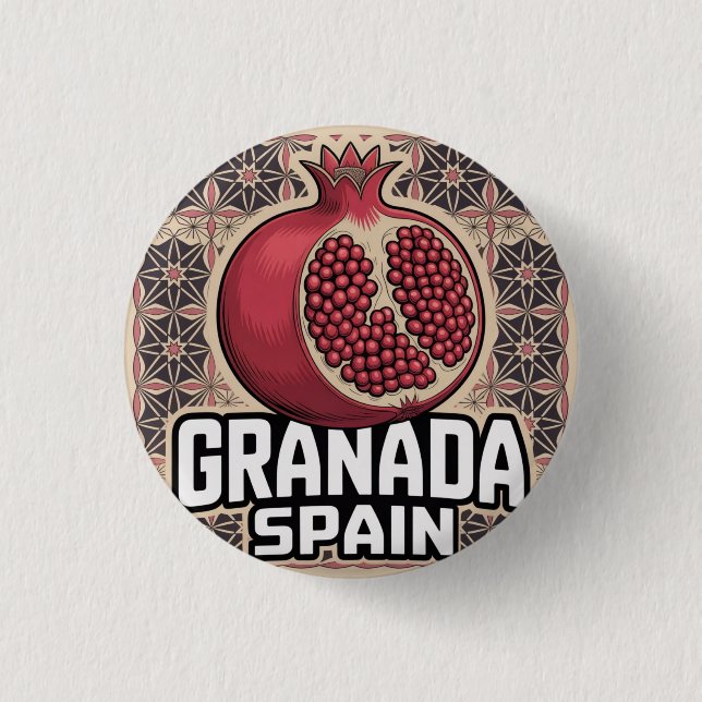 Bóton Redondo 2.54cm Espanha Granada Pomegranate Sticker (Frente)