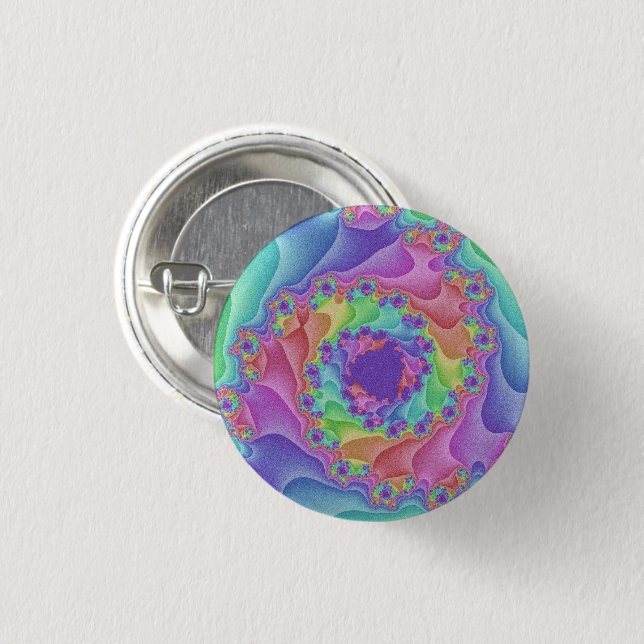 Bóton Redondo 2.54cm Espiral Arco-Íris Pastel (Frente & Verso)