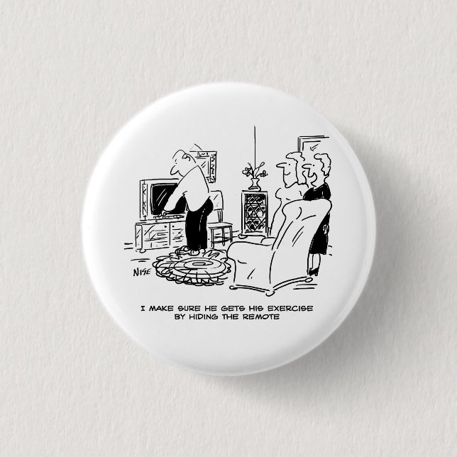 Bóton Redondo 2.54cm Esposa Oculta TV Remota. Crachá Engraçado do Botão (Frente)