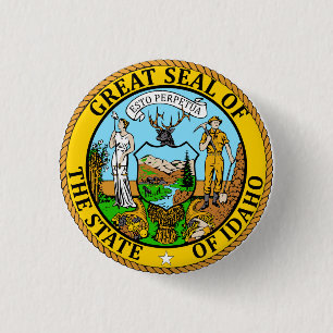 Bóton Redondo 2.54cm Estado de botão do selo da bandeira de Idaho