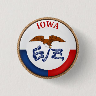Bóton Redondo 2.54cm Estado de botão do selo da bandeira de Iowa