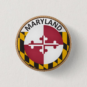 Bóton Redondo 2.54cm Estado de botão do selo da bandeira de maryland
