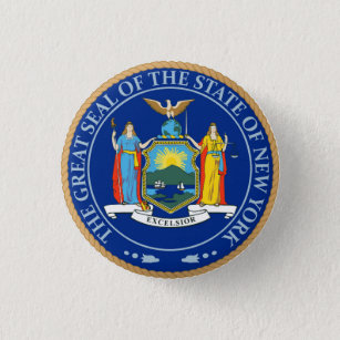 Bóton Redondo 2.54cm Estado de botão do selo da bandeira de New York