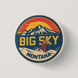 Bóton Redondo 2.54cm Estância de esqui BIG SKY Montana vintage montanha
