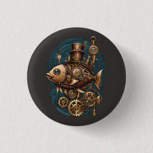 Bóton Redondo 2.54cm Estilo Retroativo De Vintagem De Peixes Steampunk