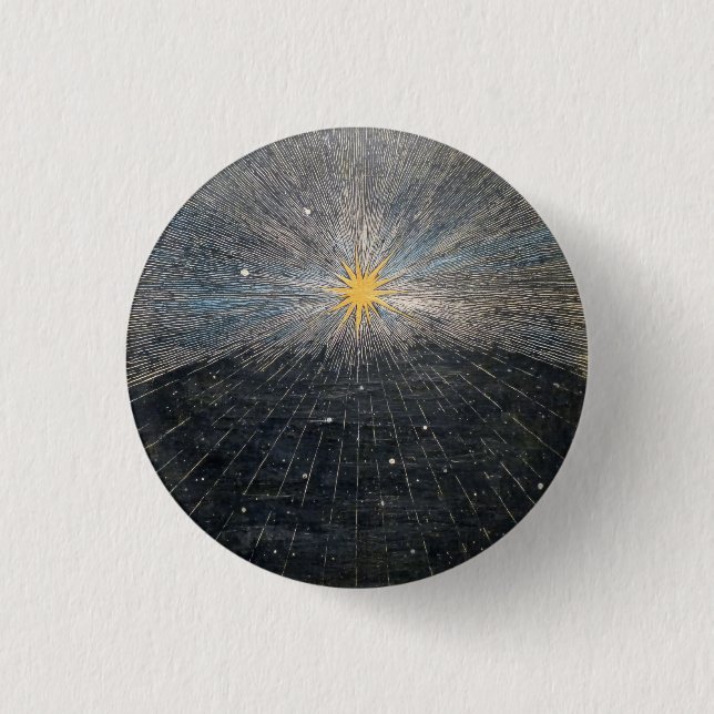 Bóton Redondo 2.54cm Estrela Amarela Abstrata Explosão Mística Celestia (Frente)