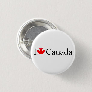 Bóton Redondo 2.54cm Eu adoro a tipografia canadiana com folha vermelha