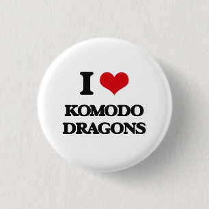 Bóton Redondo 2.54cm Eu amo dragões de Komodo