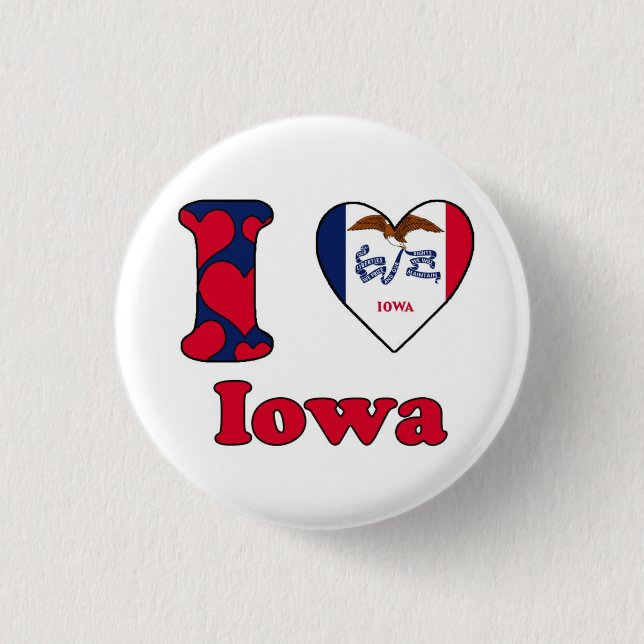 Bóton Redondo 2.54cm Eu amo Iowa (Frente)