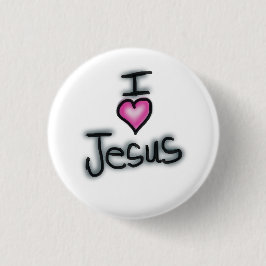 Bóton Redondo 2.54cm Eu Amo Jesus Eu Coração Jesus Branco 
