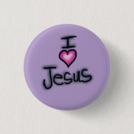 Bóton Redondo 2.54cm Eu Amo Jesus Eu Coração Jesus Roxo 