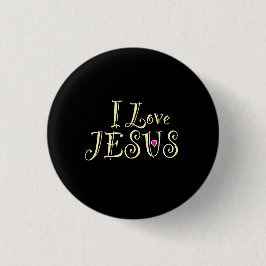 Bóton Redondo 2.54cm ‘Eu Amo Jesus’ Preto 