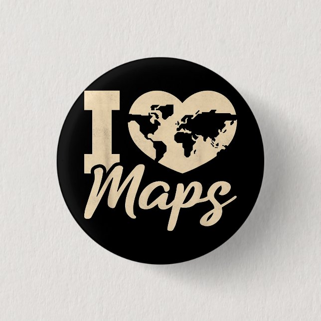 Bóton Redondo 2.54cm Eu Amo Mapas, Geografia (Frente)