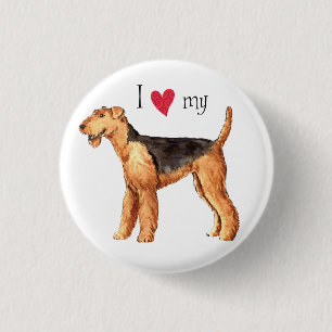 Bóton Redondo 2.54cm Eu amo meu Airedale