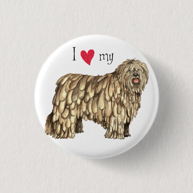 Bóton Redondo 2.54cm Eu amo meu Bergamasco (Frente)