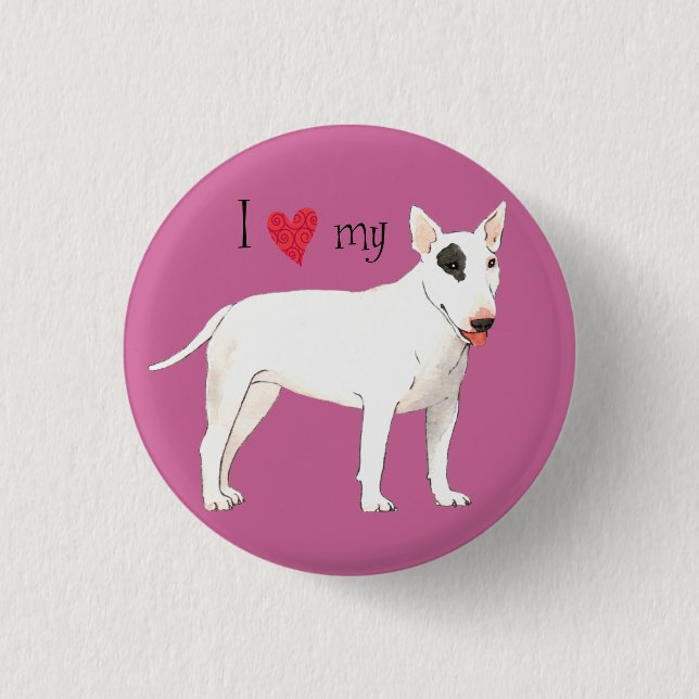 Bóton Redondo 2.54cm Eu amo meu Bull Terrier (Frente)