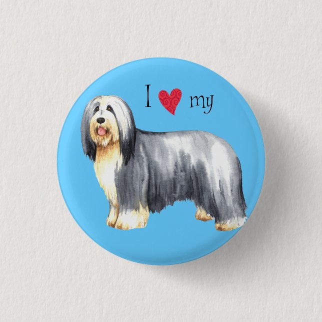 Bóton Redondo 2.54cm Eu amo meu Collie farpado (Frente)