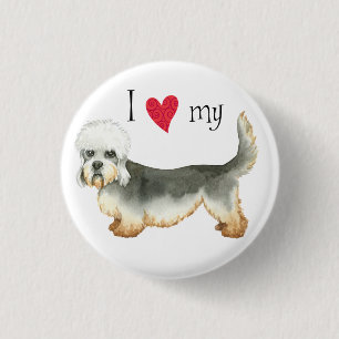 Bóton Redondo 2.54cm Eu amo meu Dandie Dinmont Terrier