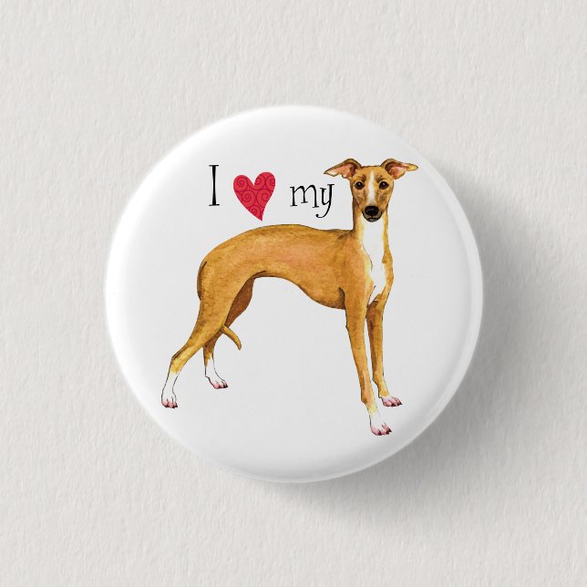 Bóton Redondo 2.54cm Eu amo meu galgo italiano (Frente)