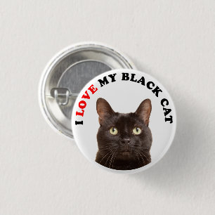Bóton Redondo 2.54cm Eu Amo Meu Gato Negro