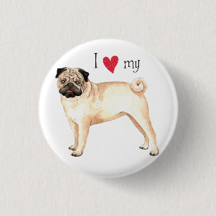 Bóton Redondo 2.54cm Eu amo meu Pug