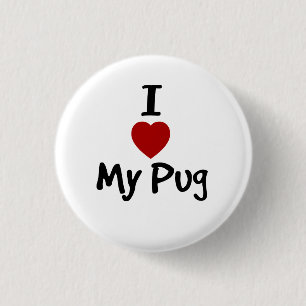 Bóton Redondo 2.54cm Eu amo meu Pug