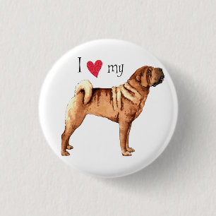 Bóton Redondo 2.54cm Eu amo meu Shar-Pei chinês