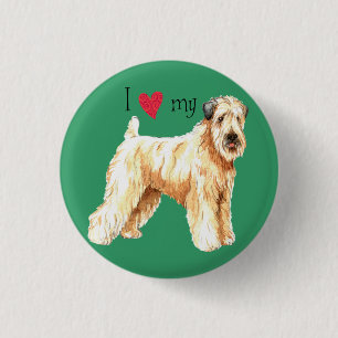 Bóton Redondo 2.54cm Eu amo meu Terrier Wheaten revestido macio
