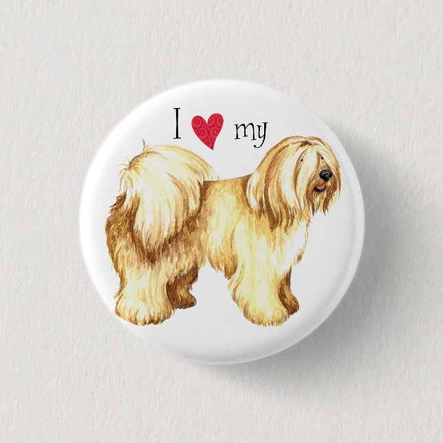 Bóton Redondo 2.54cm Eu amo meu tibetano Terrier (Frente)