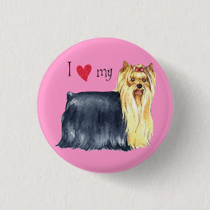 Bóton Redondo 2.54cm Eu amo meu Yorkie