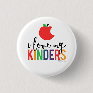 Bóton Redondo 2.54cm Eu amo meus Kinders - botão pequeno de Apple